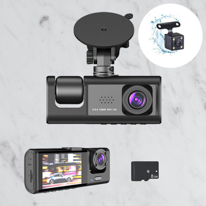DriveGuard - 1080p Triple Lens Dash Cam with Night Vision and Full Rear View - Drive with Confidence