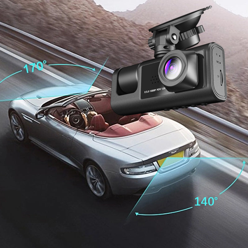 DriveGuard - 1080p Triple Lens Dash Cam with Night Vision and Full Rear View - Drive with Confidence