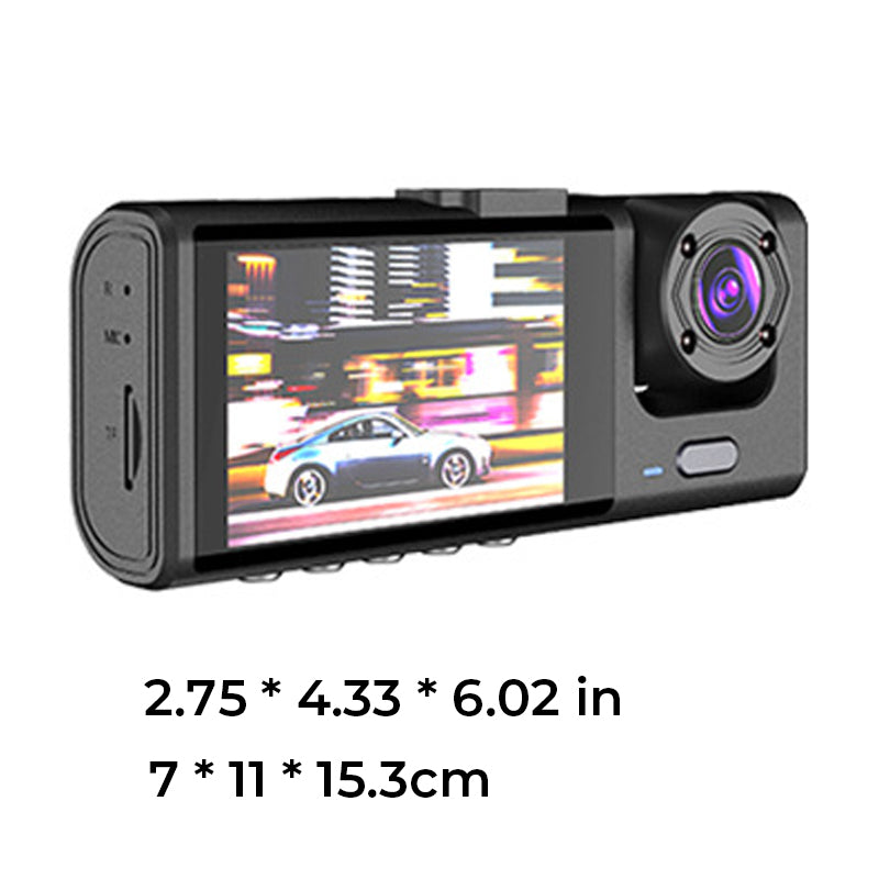 DriveGuard - 1080p Triple Lens Dash Cam with Night Vision and Full Rear View - Drive with Confidence