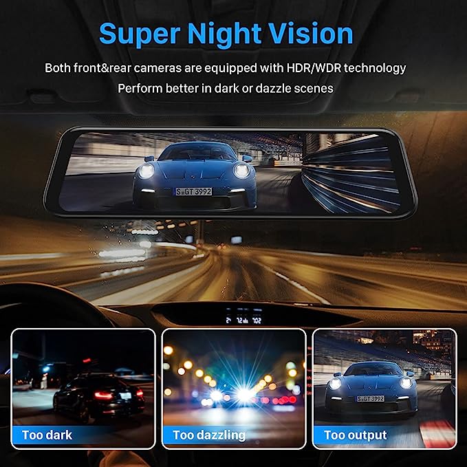 DriveSafe - Wireless Mirror Dash Cam - Full HD Video for Safer Driving