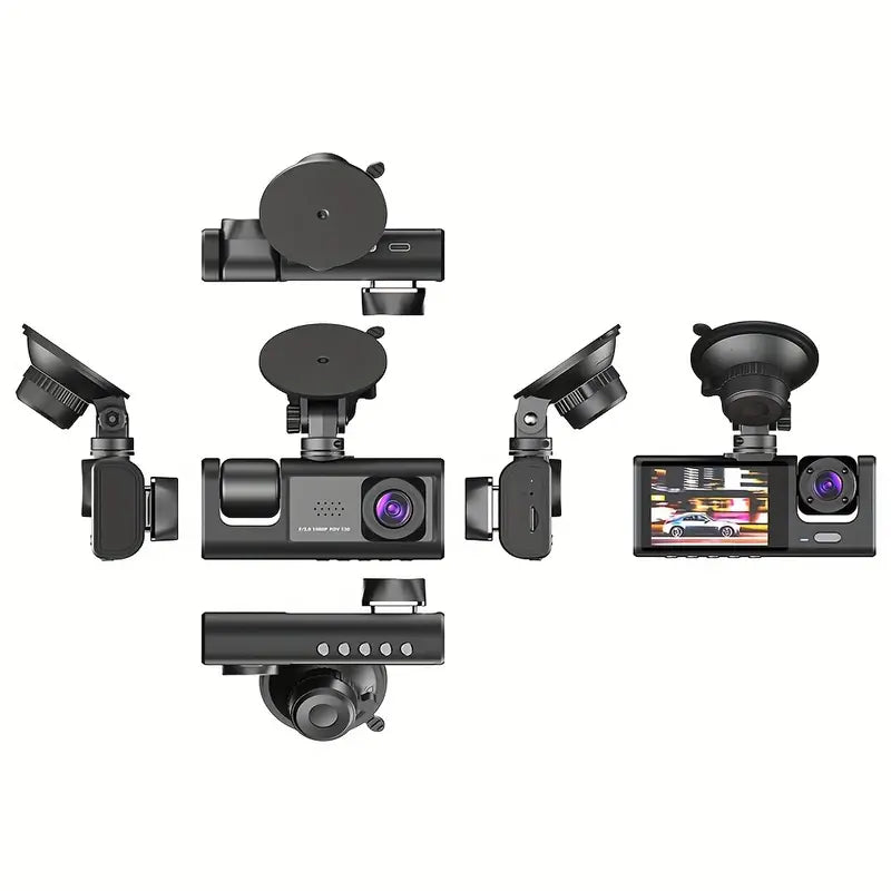 DriveGuard - 1080p Triple Lens Dash Cam with Night Vision and Full Rear View - Drive with Confidence