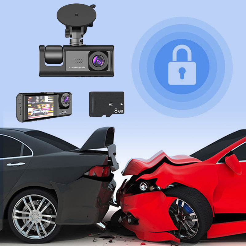 DriveGuard - 1080p Triple Lens Dash Cam with Night Vision and Full Rear View - Drive with Confidence