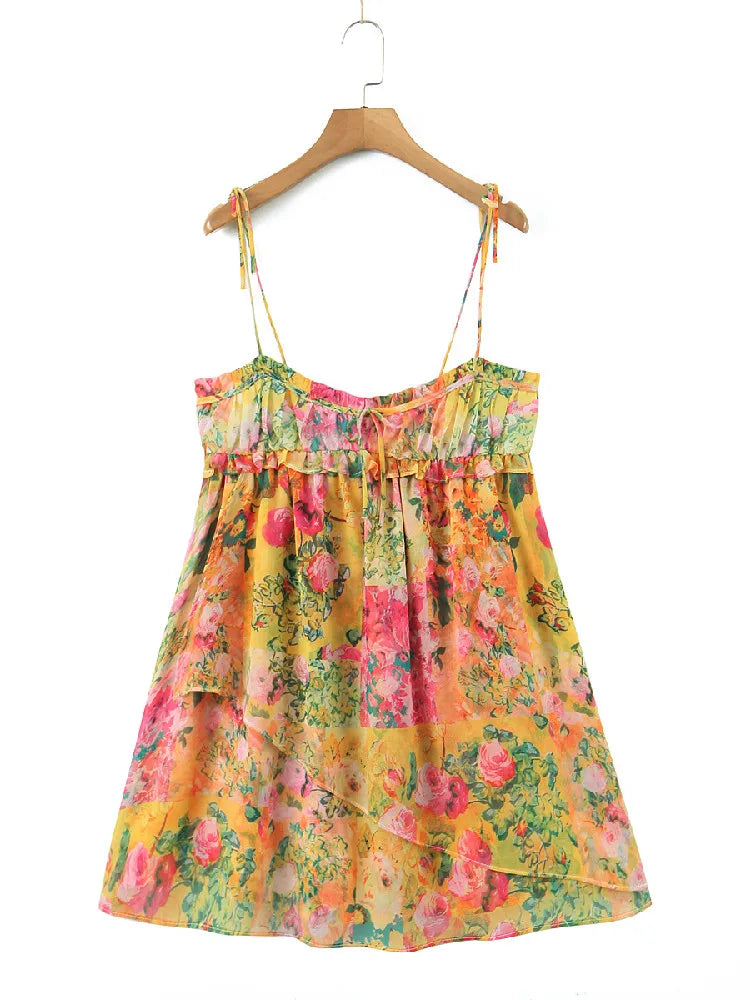 Ophelia - Boho Floral Short Dress - Embrace Your Free Spirit in Style