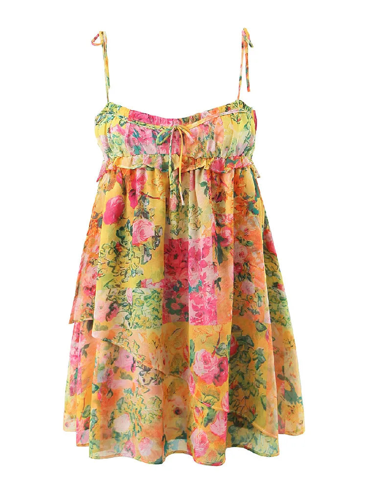 Ophelia - Boho Floral Short Dress - Embrace Your Free Spirit in Style