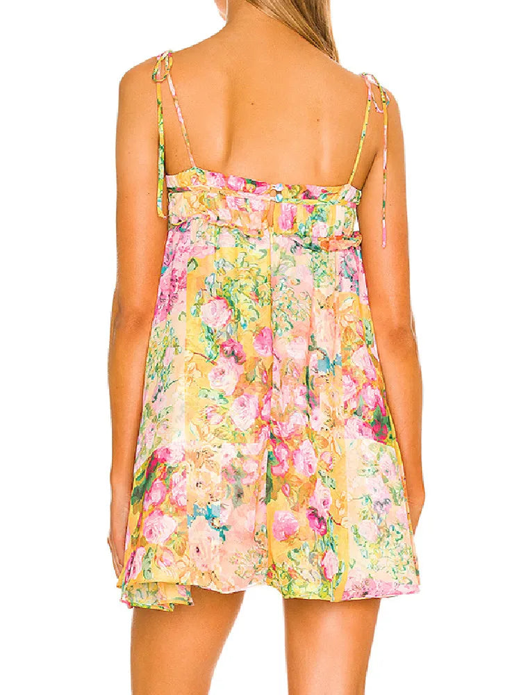 Ophelia - Boho Floral Short Dress - Embrace Your Free Spirit in Style