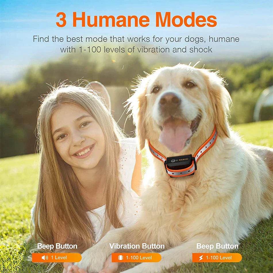 BarkMaster - Electric Dog Training Collar - 1000m Range with Vibration & Shock Modes