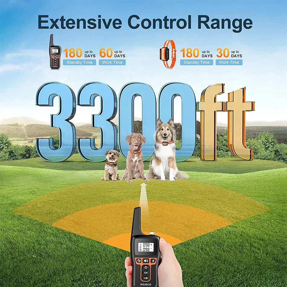 BarkMaster - Electric Dog Training Collar - 1000m Range with Vibration & Shock Modes