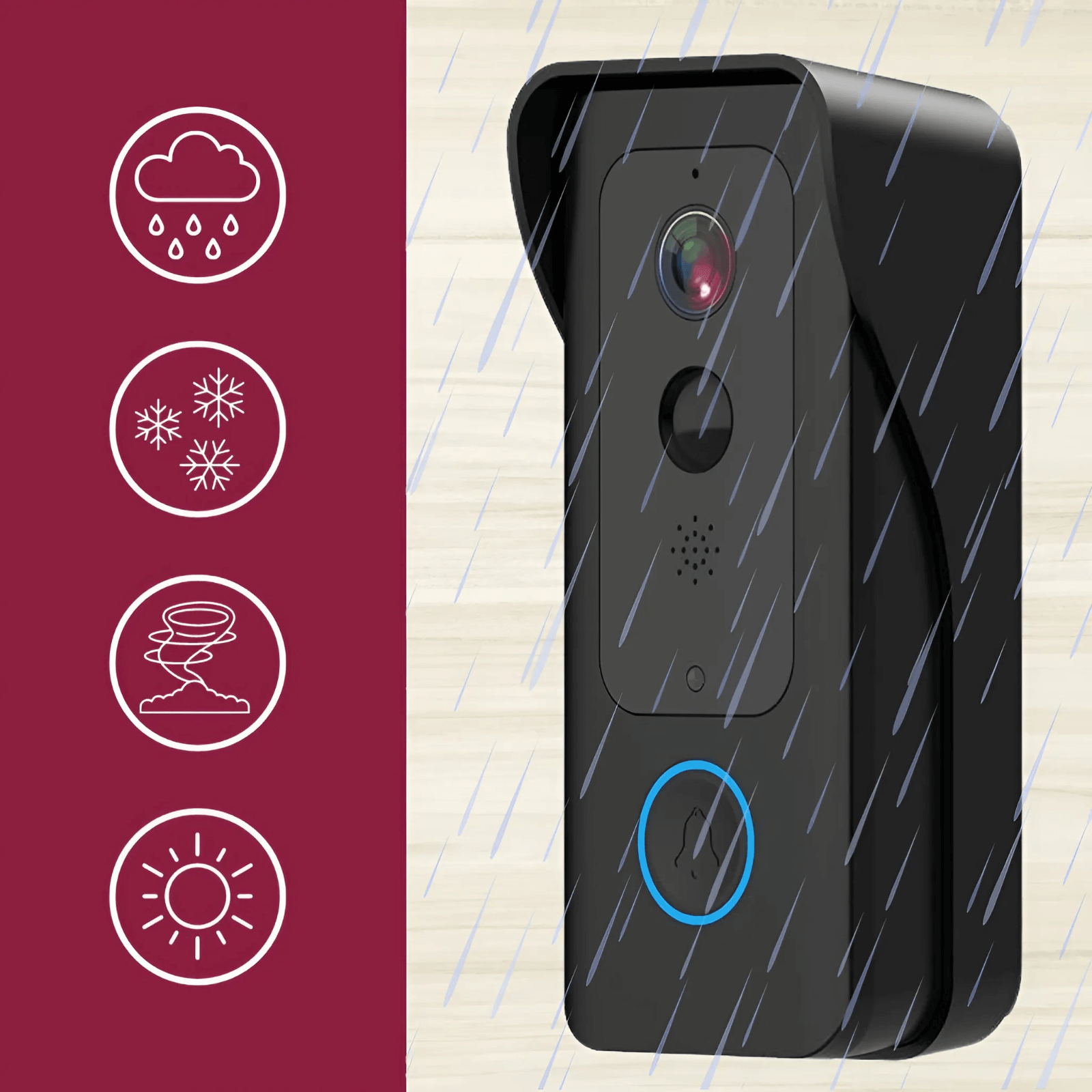 SecureView - Smart Video Doorbell - 1080P HD Waterproof Camera with Motion Detection