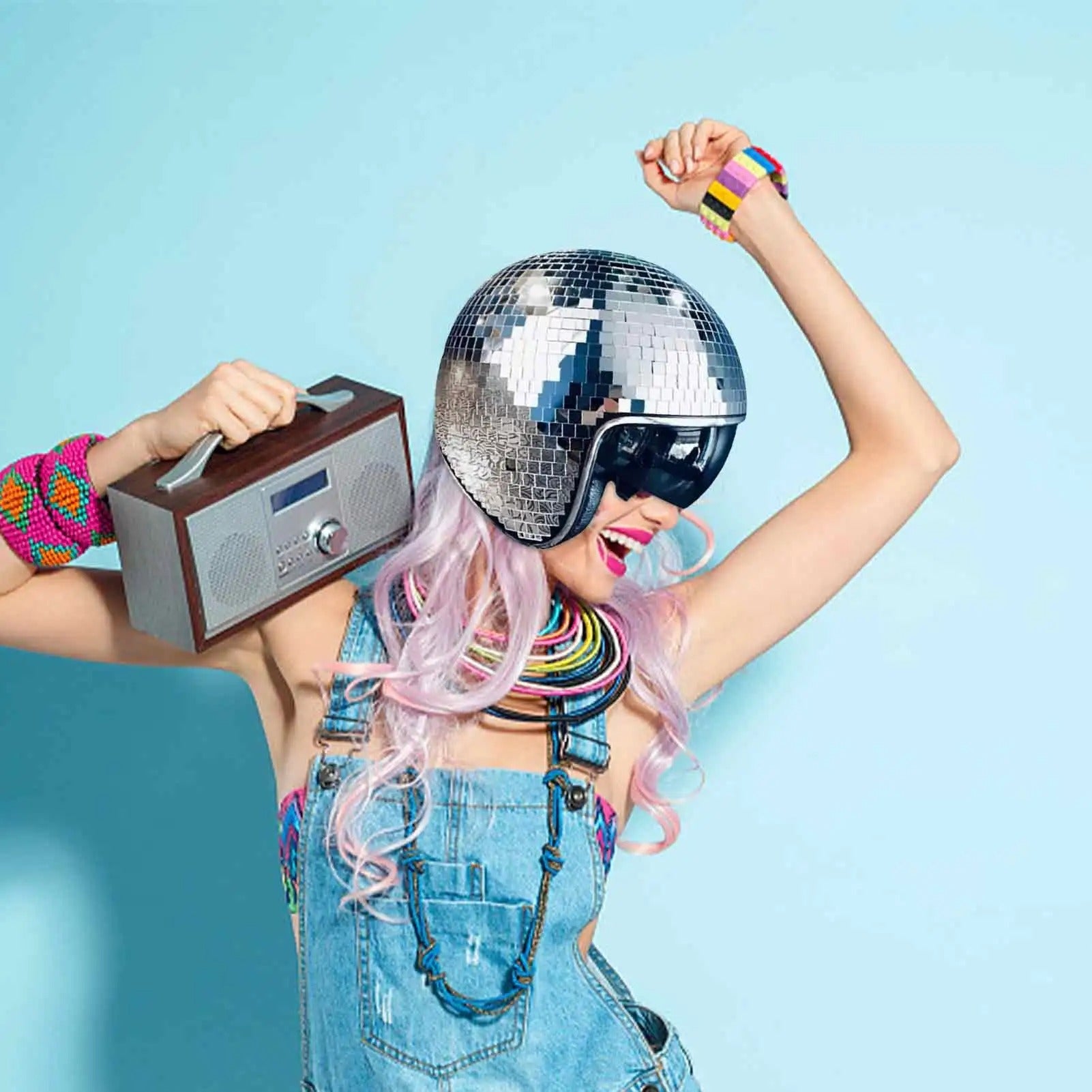 PartyShine - Reflective Disco Helmet - Shine Bright at Every Party with Helmstar's Glossy Finish