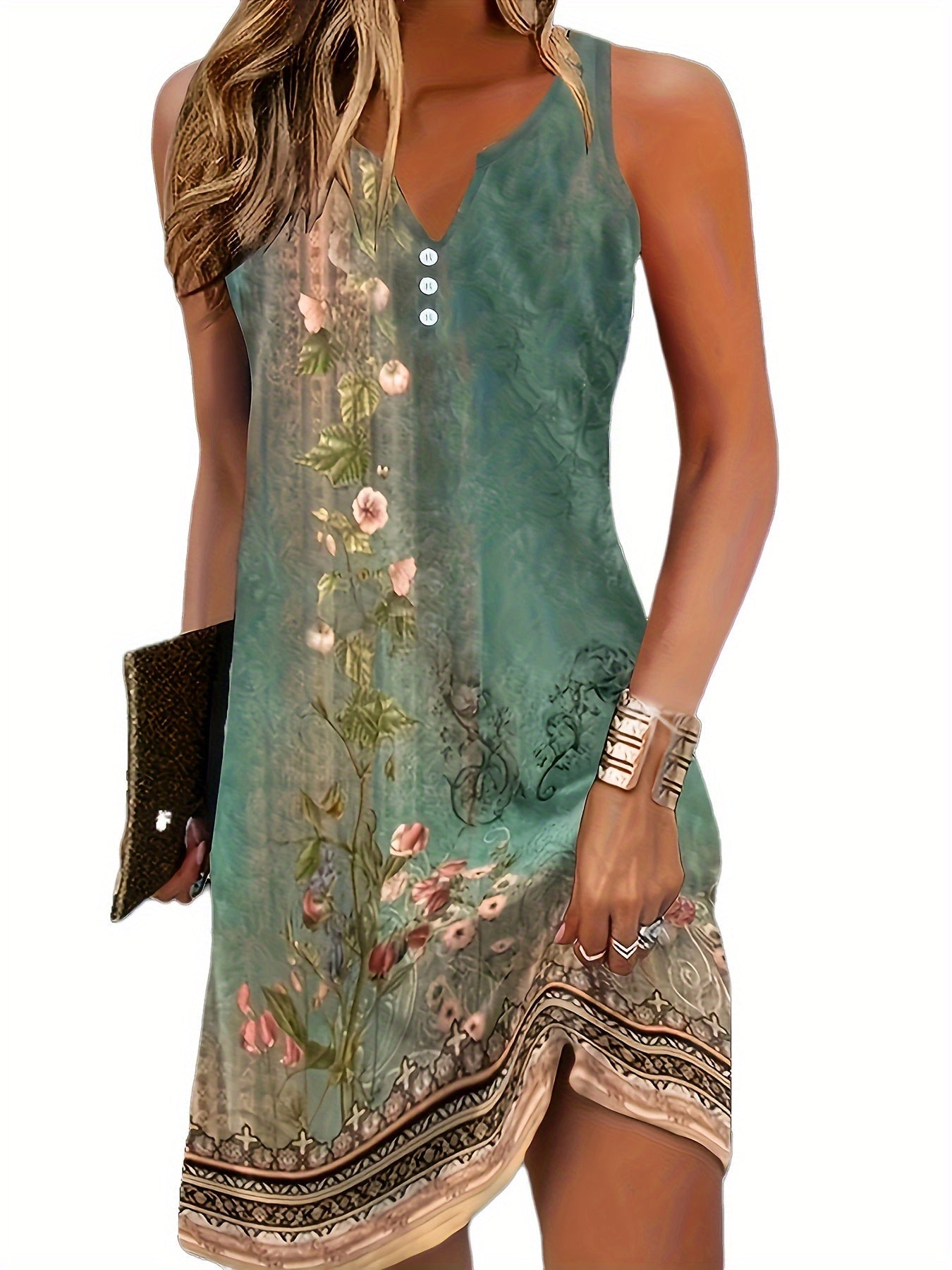 Margot - Floral Print Sleeveless Dress - Stylish Design and All-Day Comfort