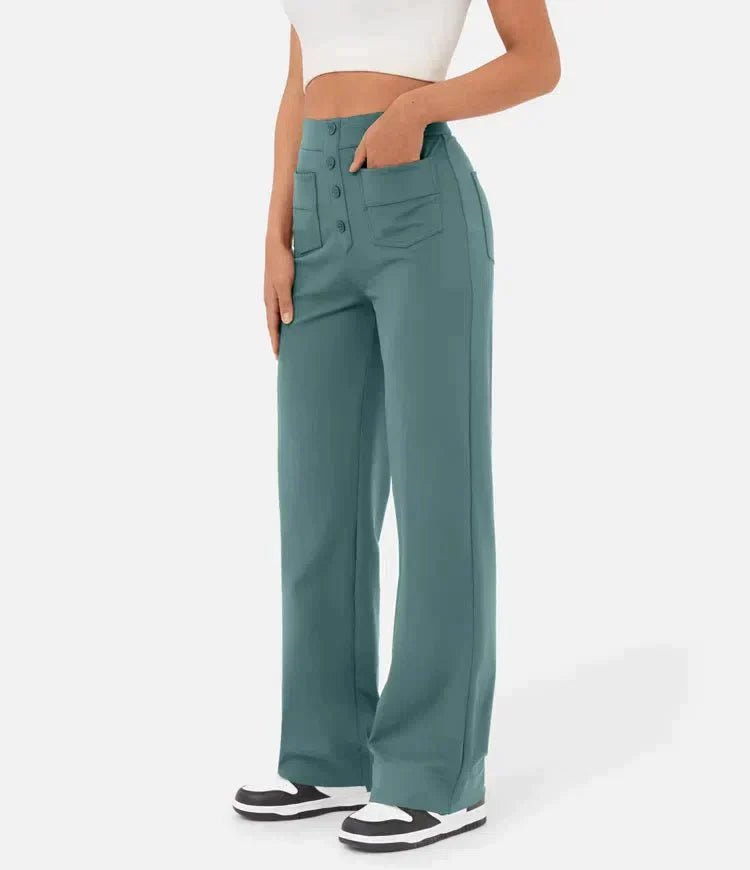Lauren - High-Waisted Straight-Leg Casual Pants - Comfortable and Stylish for Everyday Wear