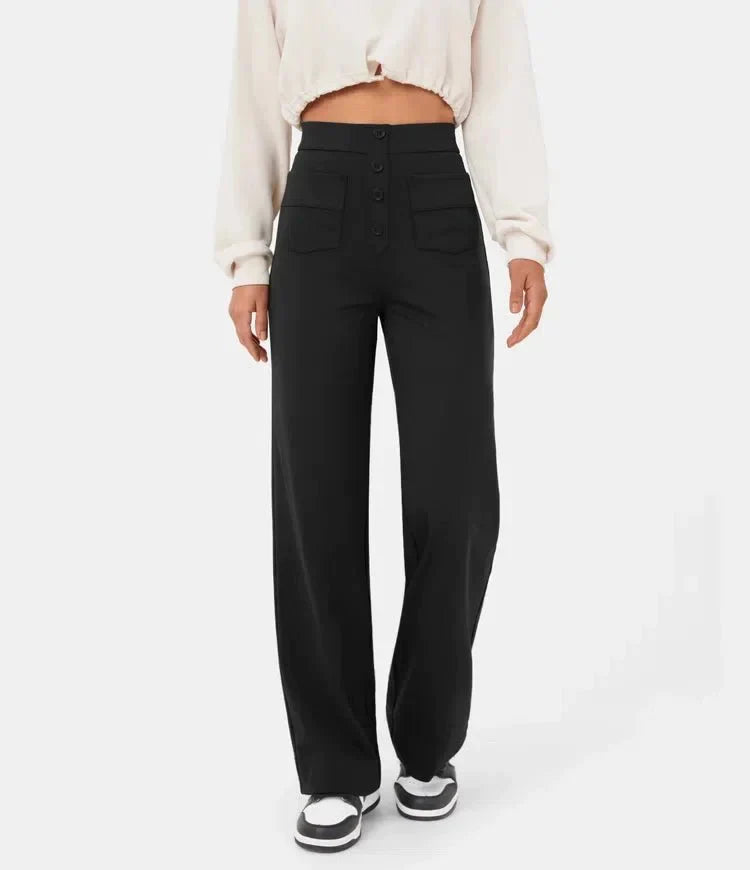 Lauren - High-Waisted Straight-Leg Casual Pants - Comfortable and Stylish for Everyday Wear
