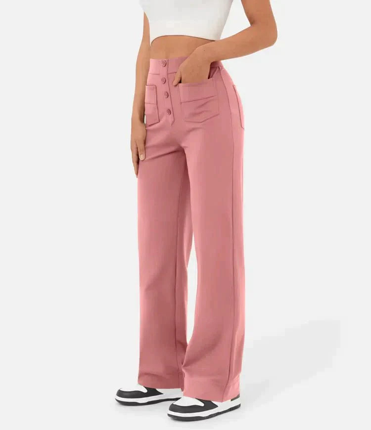 Lauren - High-Waisted Straight-Leg Casual Pants - Comfortable and Stylish for Everyday Wear