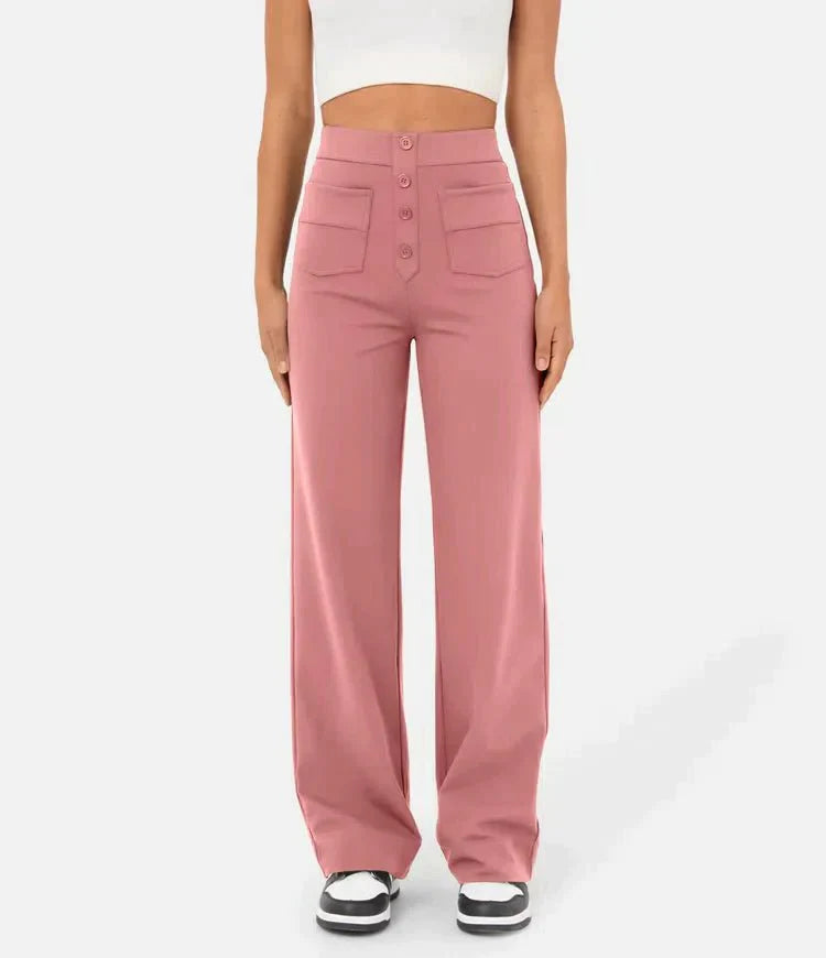 Lauren - High-Waisted Straight-Leg Casual Pants - Comfortable and Stylish for Everyday Wear