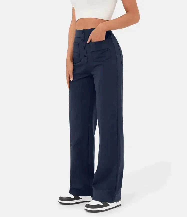 Lauren - High-Waisted Straight-Leg Casual Pants - Comfortable and Stylish for Everyday Wear