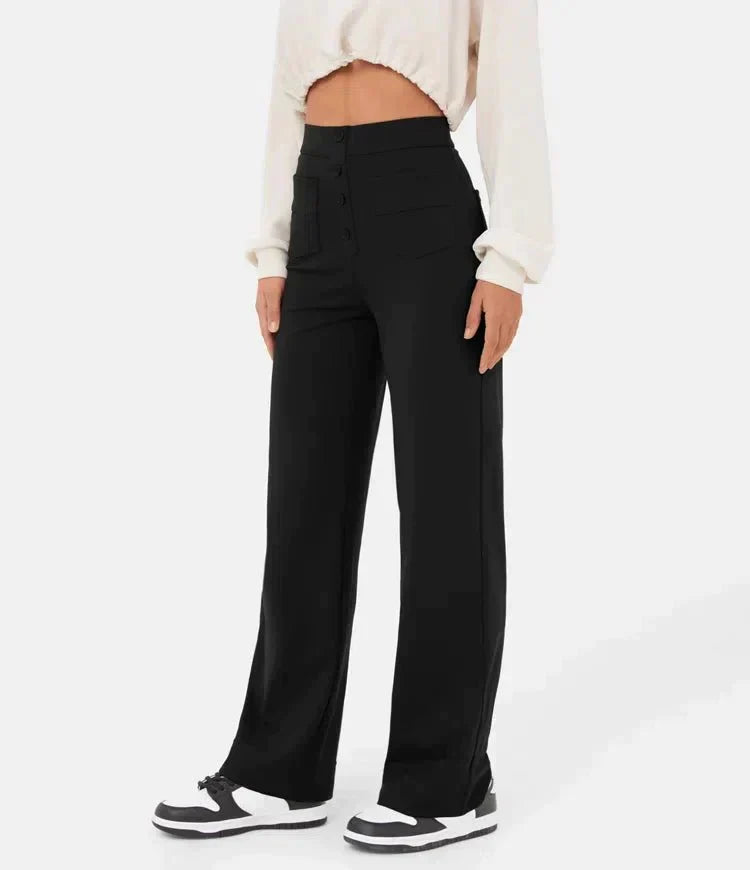 Lauren - High-Waisted Straight-Leg Casual Pants - Comfortable and Stylish for Everyday Wear
