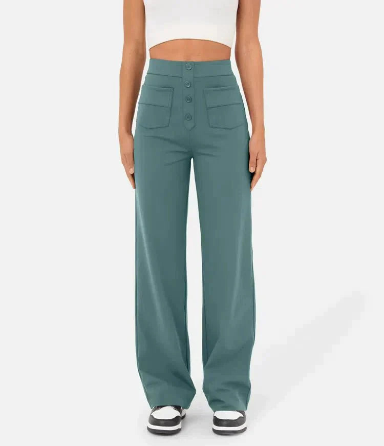 Lauren - High-Waisted Straight-Leg Casual Pants - Comfortable and Stylish for Everyday Wear