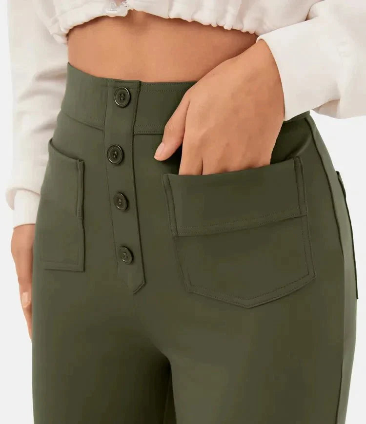 Lauren - High-Waisted Straight-Leg Casual Pants - Comfortable and Stylish for Everyday Wear