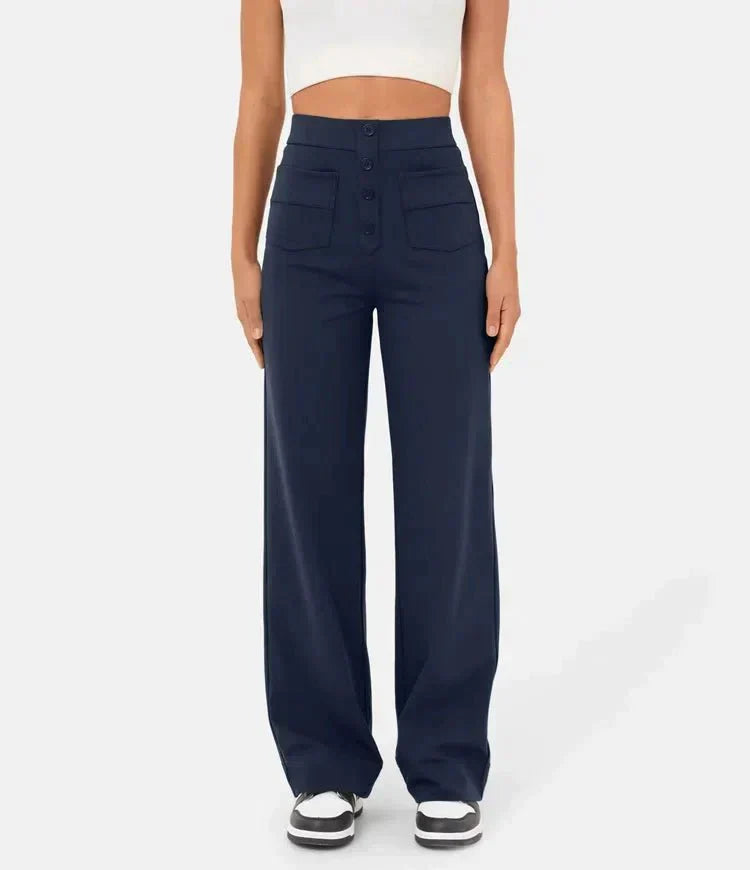 Lauren - High-Waisted Straight-Leg Casual Pants - Comfortable and Stylish for Everyday Wear
