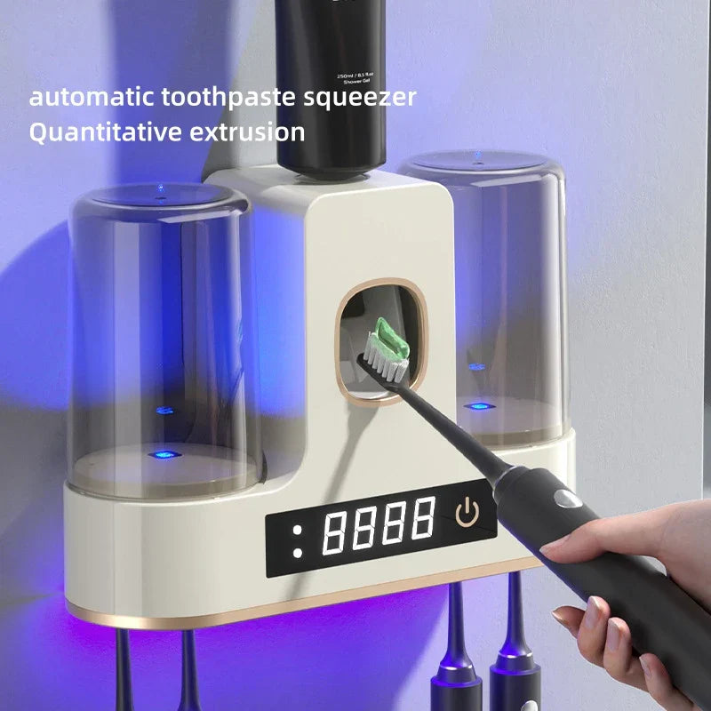 GermGuard - Space-Saving UV Toothbrush Holder with Sterilization and Auto Dispenser - A Cleaner, Healthier Bathroom