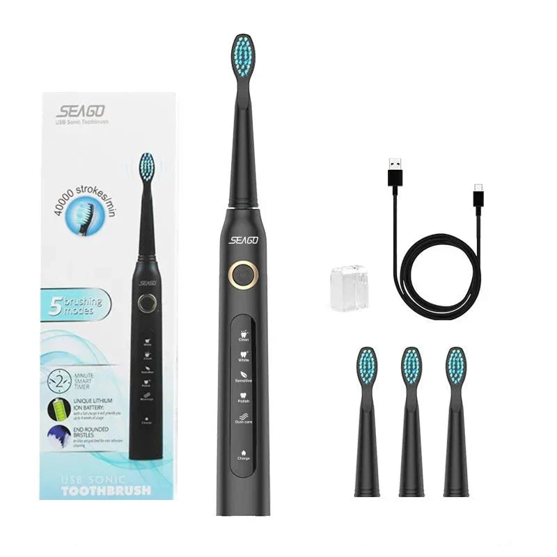 PureBrush - Rechargeable Electric Toothbrush with LED Display - Powerful Cleaning for a Brighter Smile