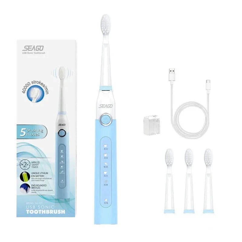 PureBrush - Rechargeable Electric Toothbrush with LED Display - Powerful Cleaning for a Brighter Smile