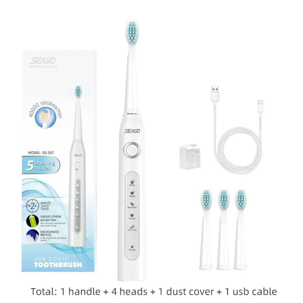 PureBrush - Rechargeable Electric Toothbrush with LED Display - Powerful Cleaning for a Brighter Smile